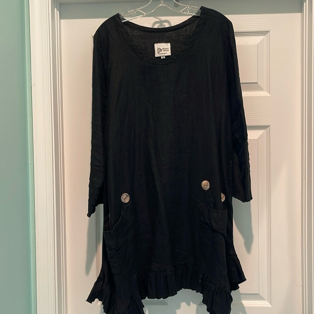 Heart’s Desire Seashore Linen Top 3/4 sleeves size L